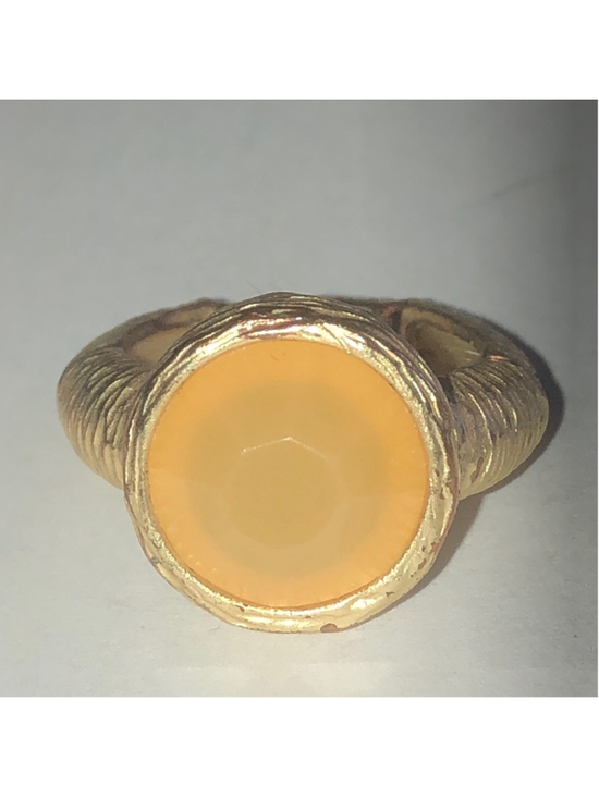 Jewelry - Elegant Gold Tone Ring with Opaque Orange Center